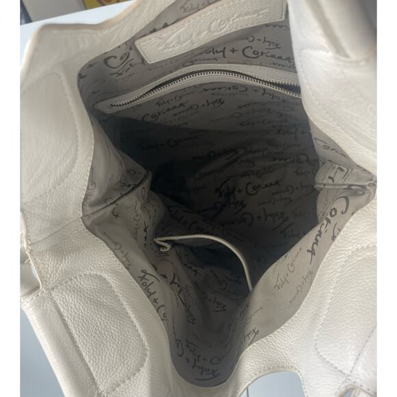 Foley + Corinna Bag Women’s White Mid City Tote Buttery Leather Zipper Satchel - Picture 8 of 15